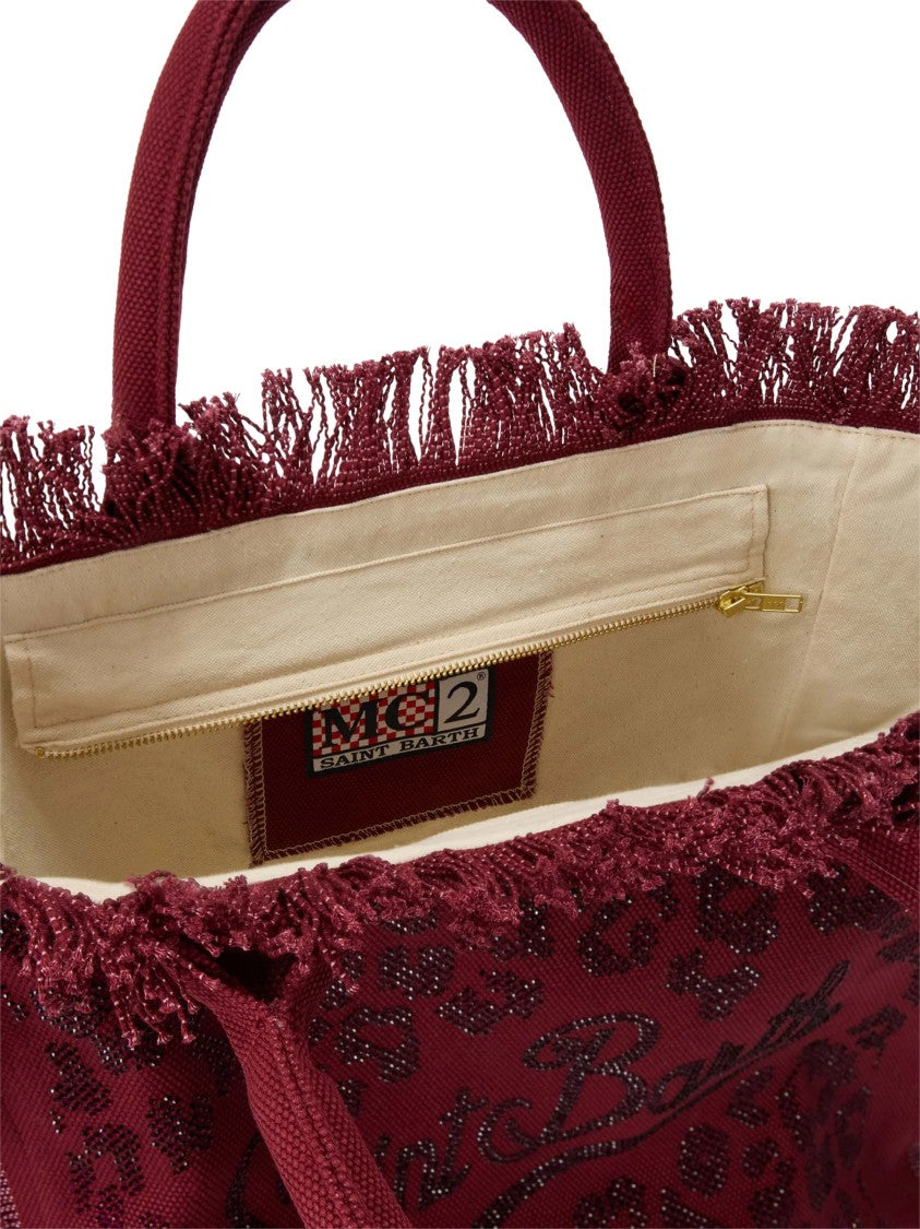 Mc2 Saint Barth Structured Shoulder Bag With Strass Leopard Print