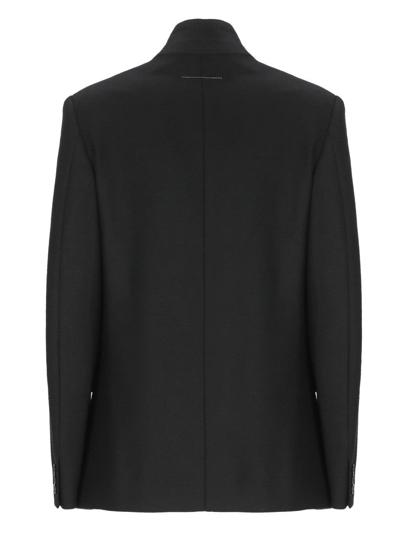 Mm6 By Maison Margiela Black Sleek High Neck Zip Jacket