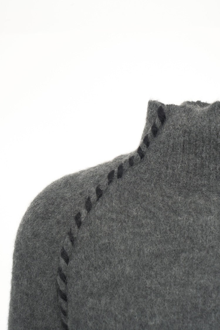 Thom Krom High Collar Sweater With Decorative Stitching