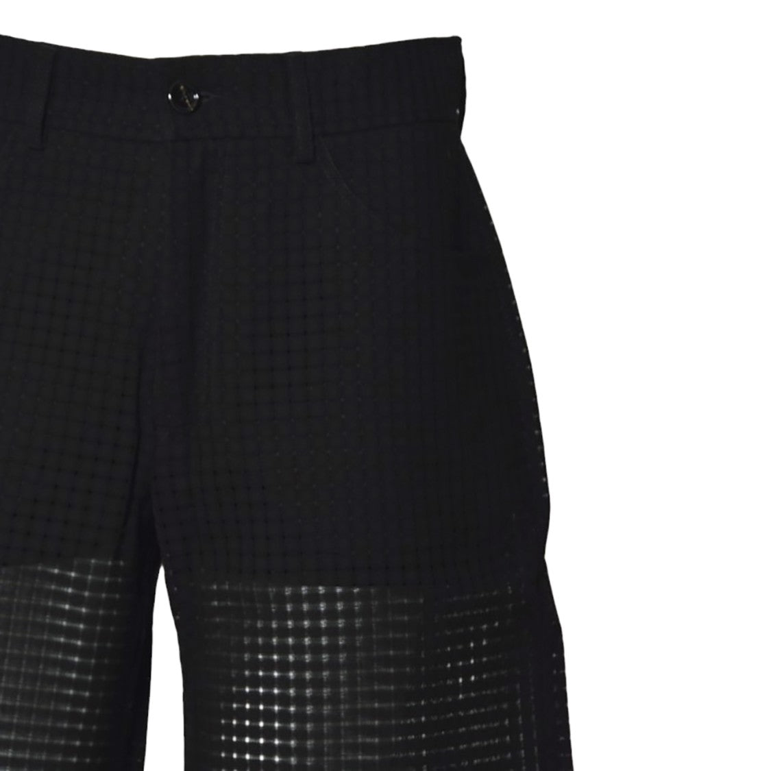 Séfr Grid Textured Black Shorts With Structured Waistband