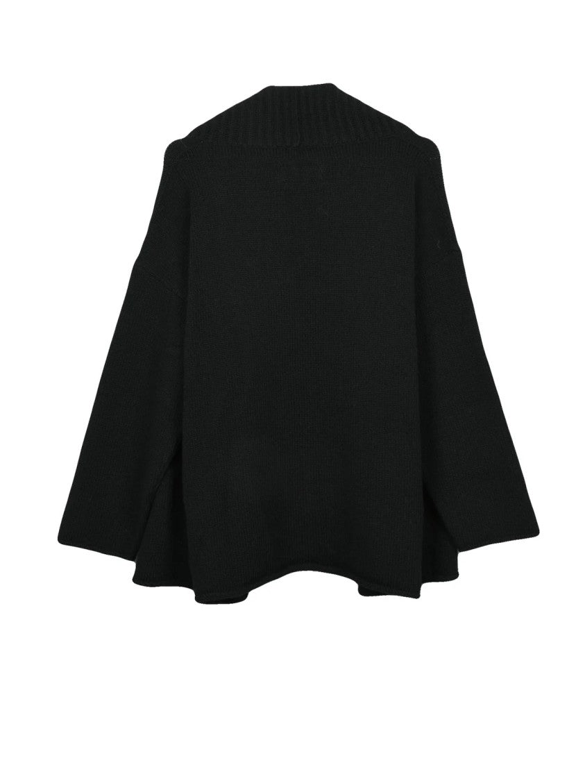 Labo.Art Black Open Front Virgin Wool Cardigan