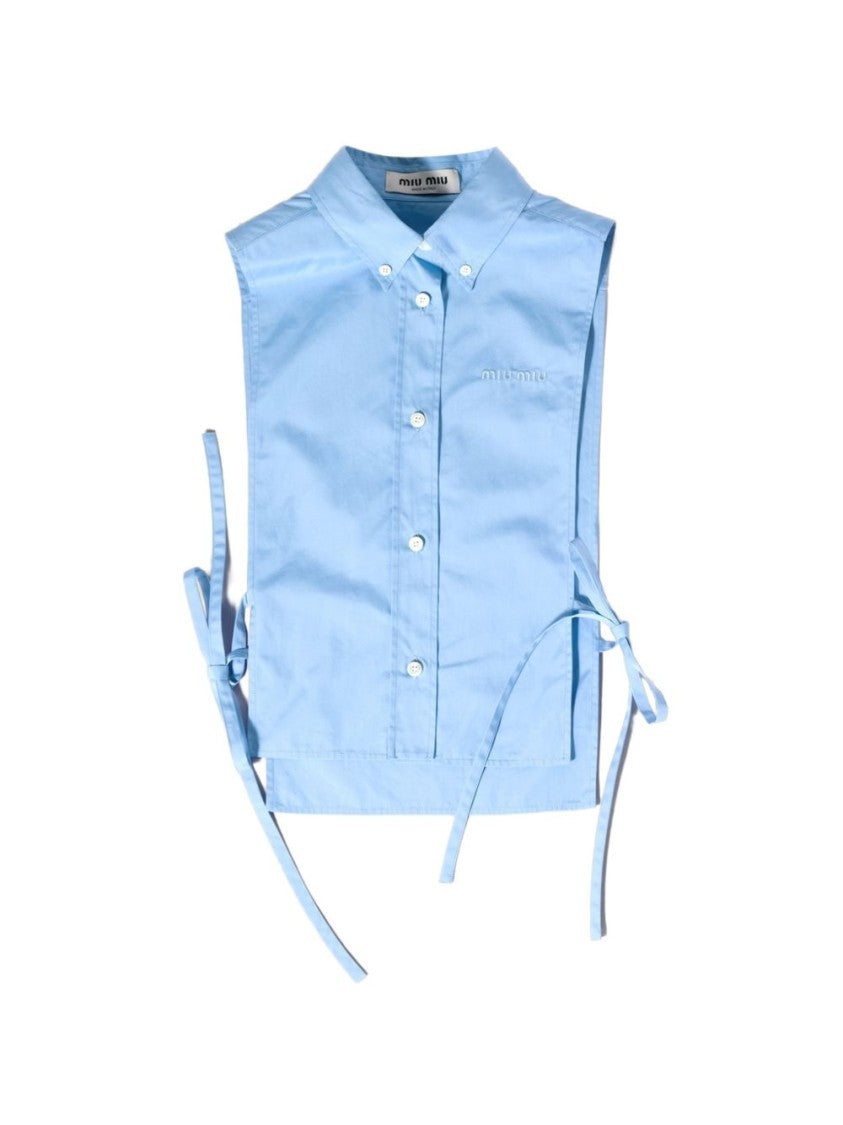 Miu Miu Cropped Sleeveless Side-Tie Shirt