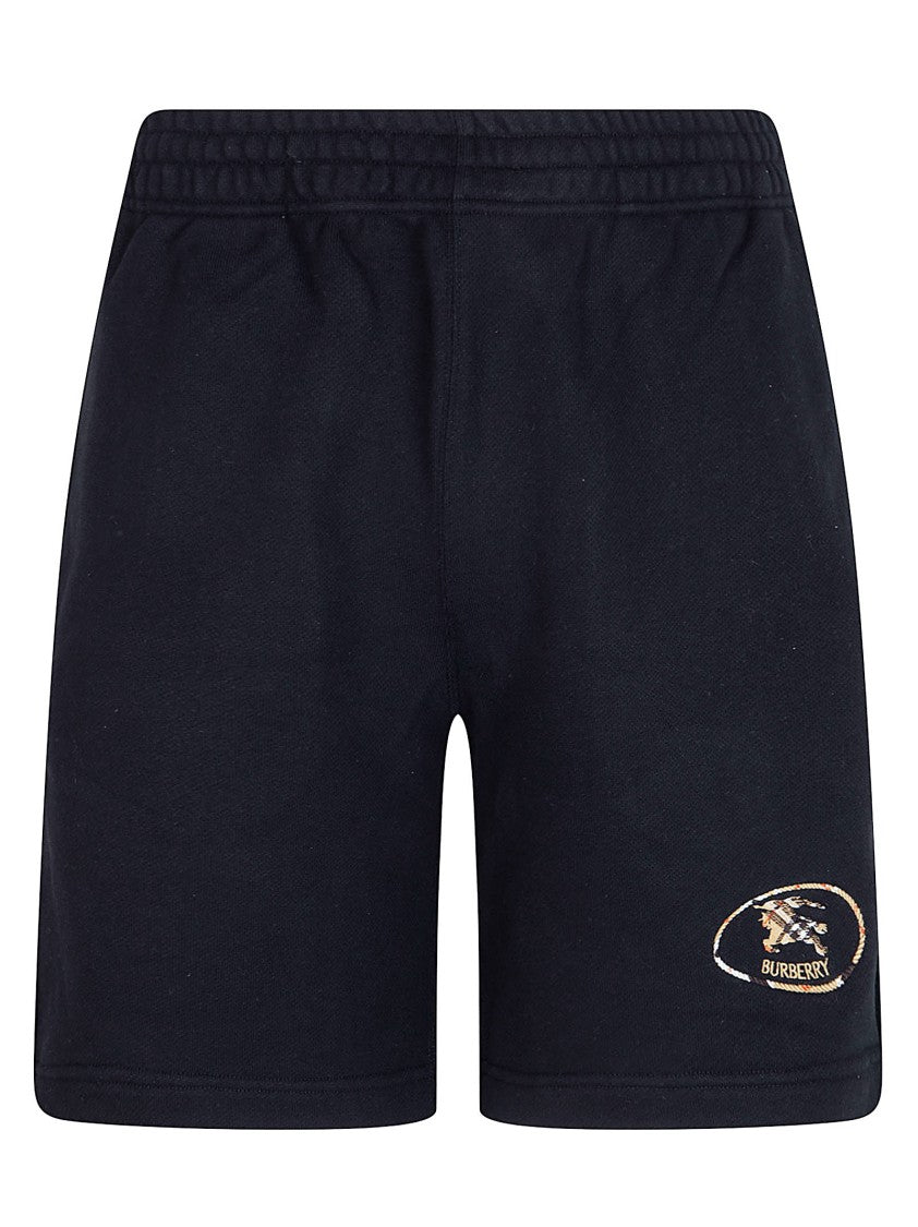 Burberry Black Elasticized Shorts With Pleated Pockets And Drawstring