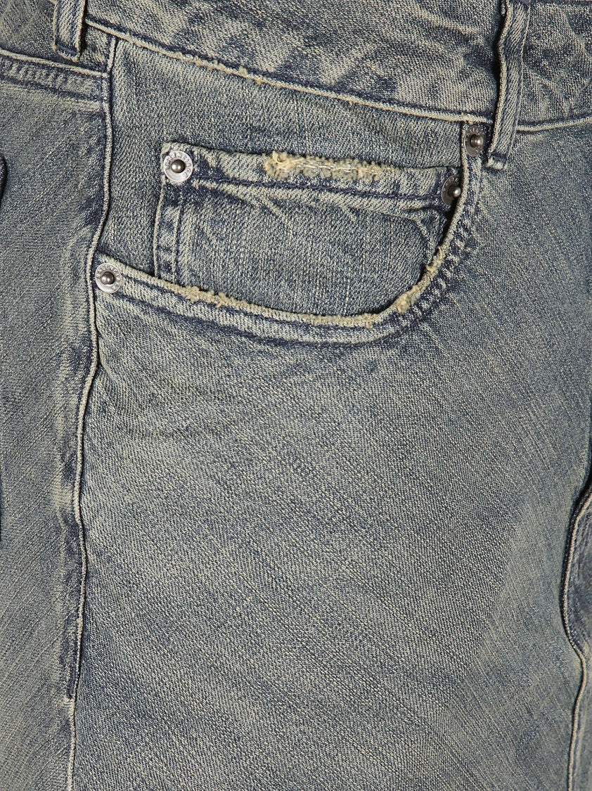 Balenciaga Mid-Rise Cotton Denim Skirt With Godet Bottom