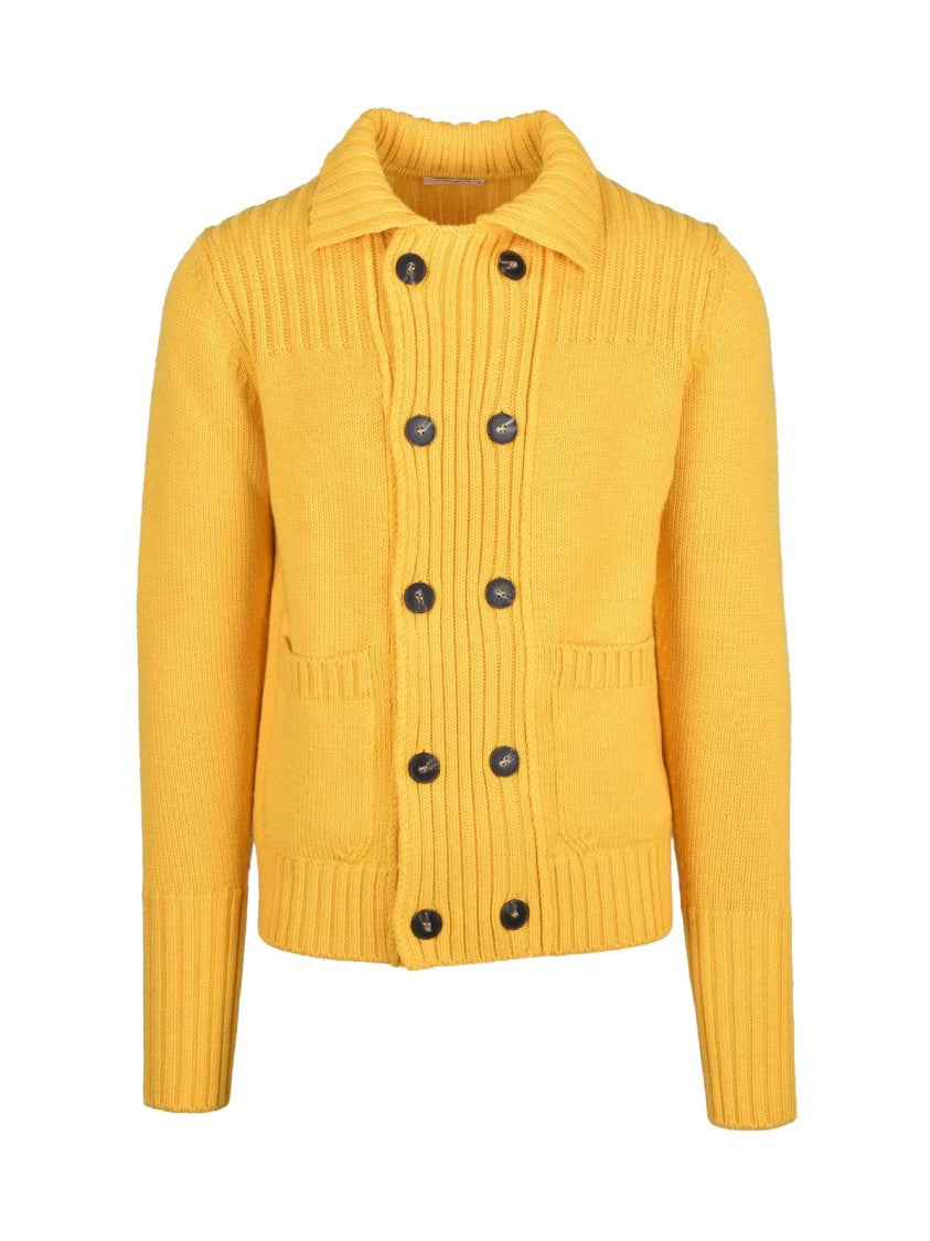 Kangra Yellow Wool Double-Breasted Cardigan