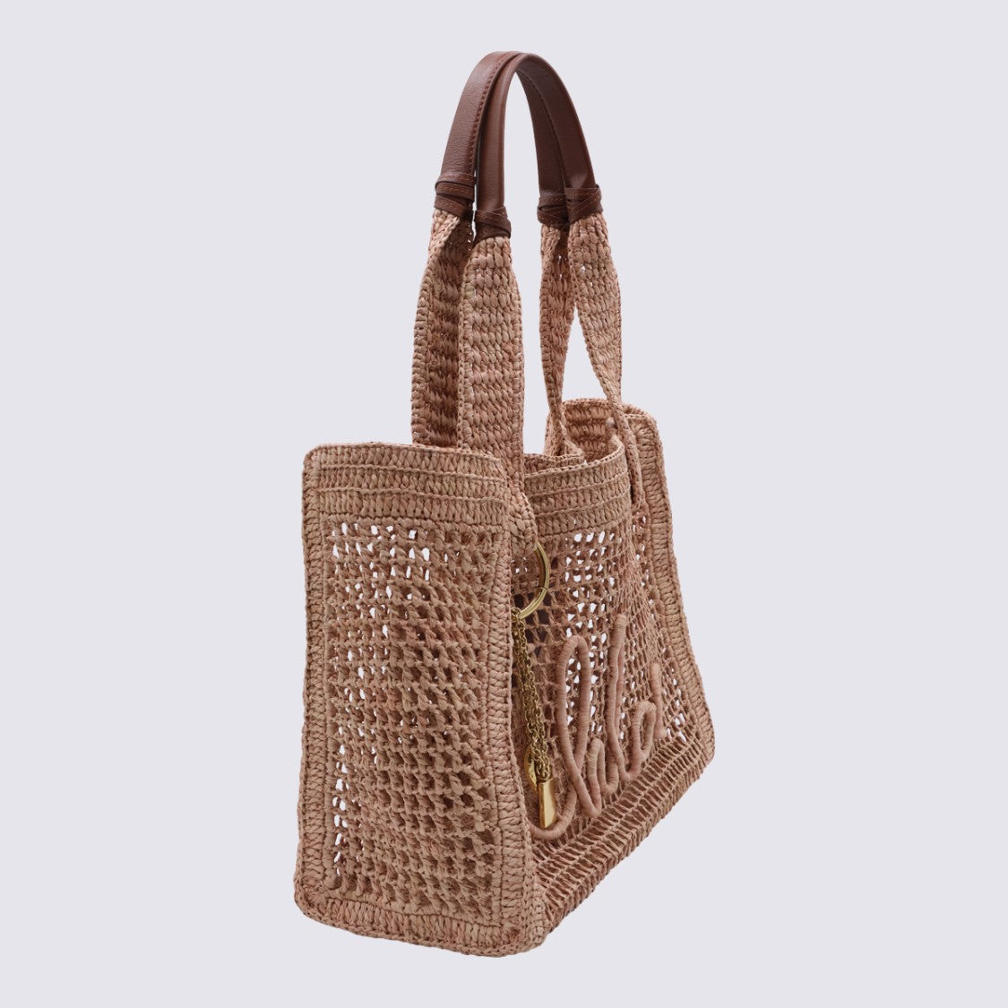 Chloé Rectangular Woven Tote Bag With Leather Accents