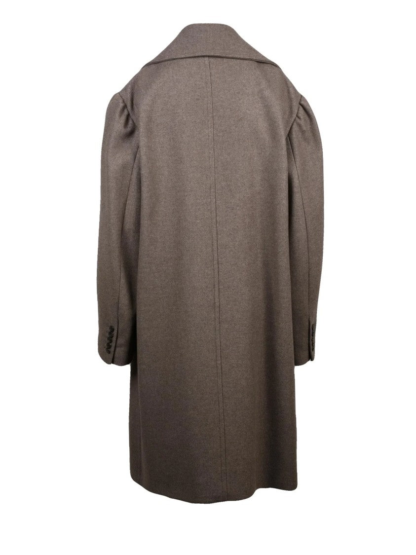 Dries Van Noten Taupe Wool-Blend Double-Breasted Coat