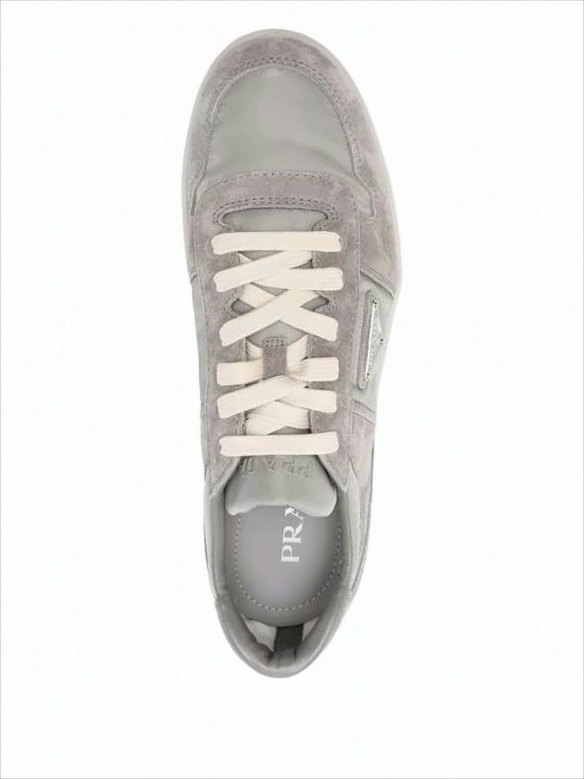 Prada Low-Top Grey Sneakers With Suede