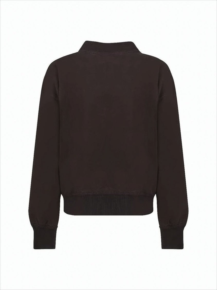 Isabel Marant Cropped Black Long-Sleeved Sweatshirt With Textured Logo
