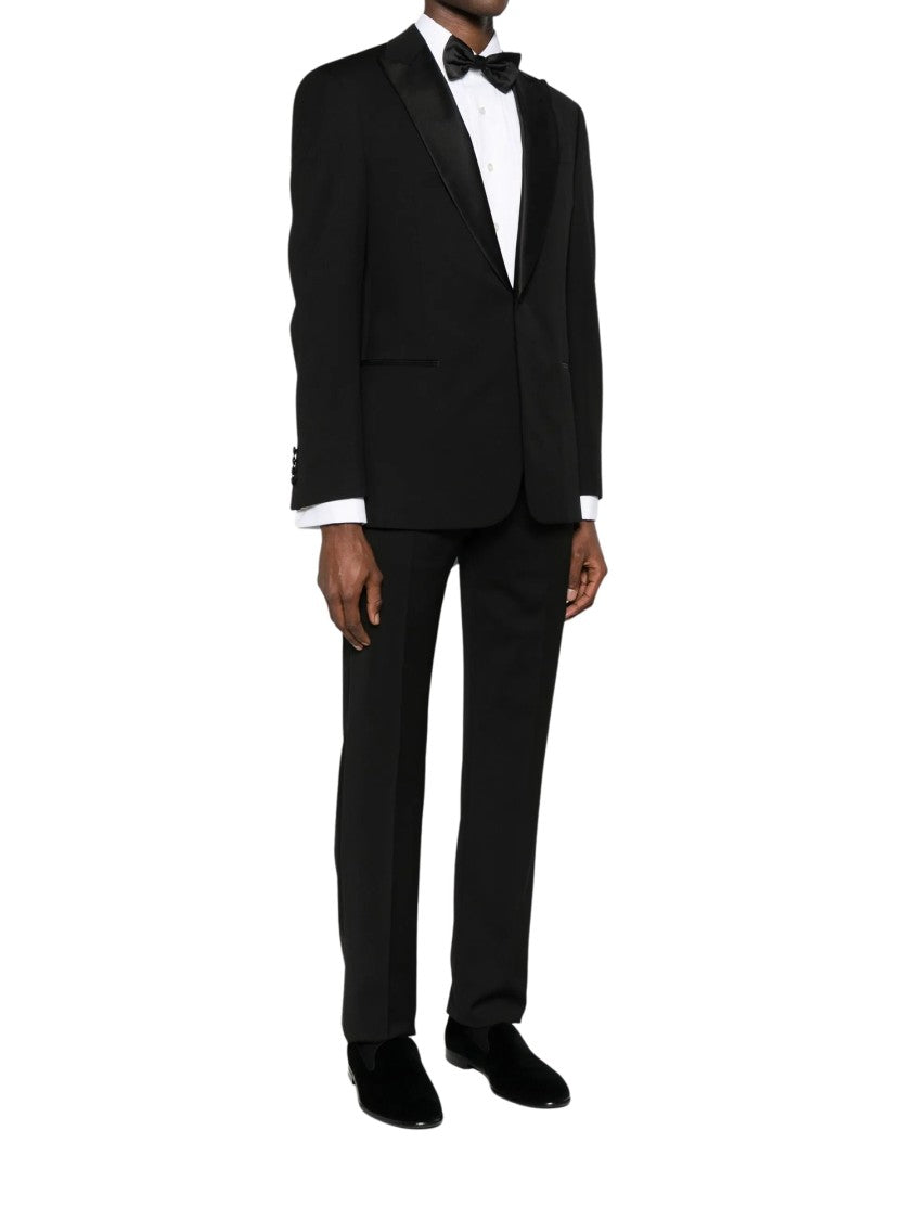 Giorgio Armani Single-Breasted Virgin Wool Satin Detail Suit