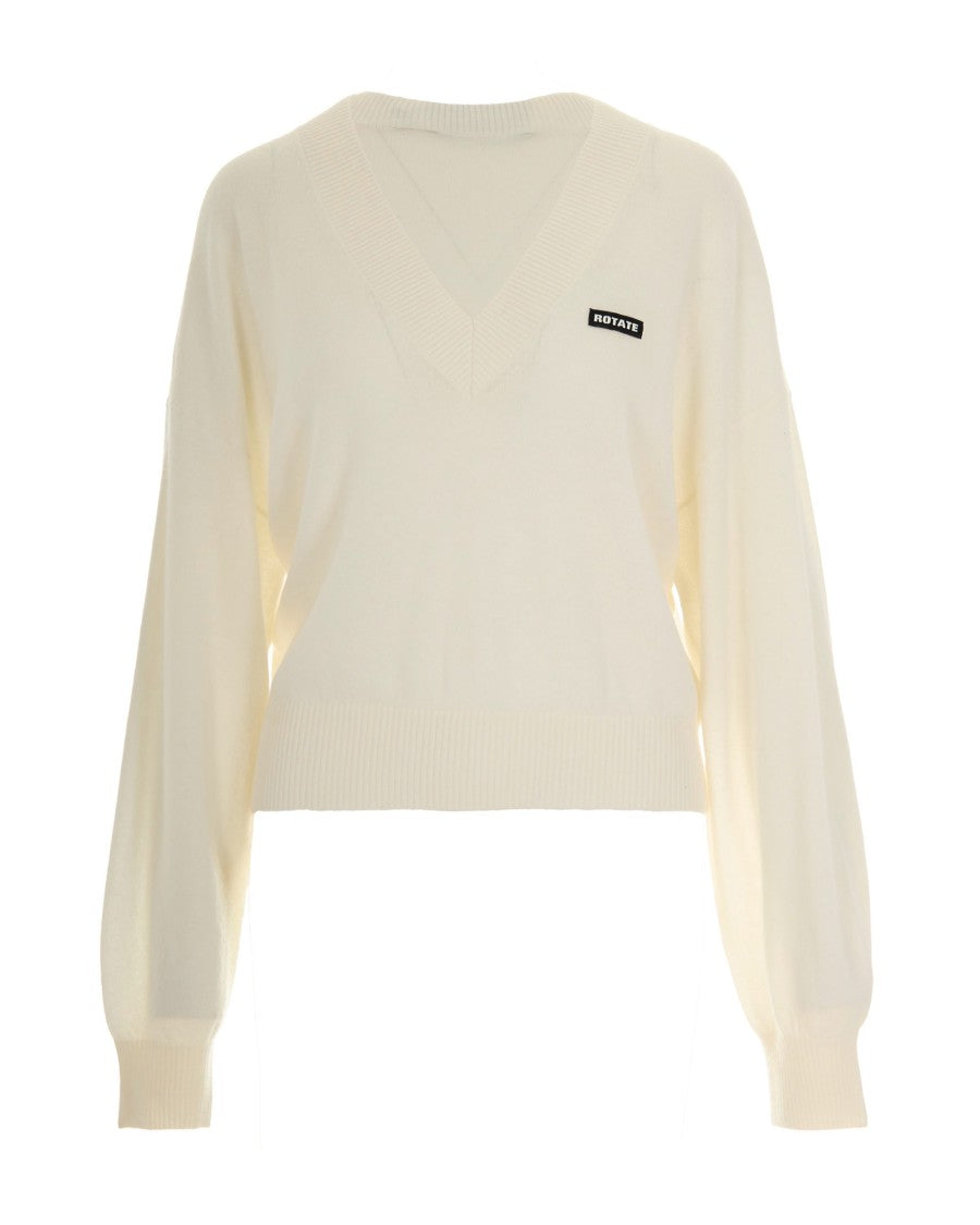 Rotate Ivory V-Neck Sweater