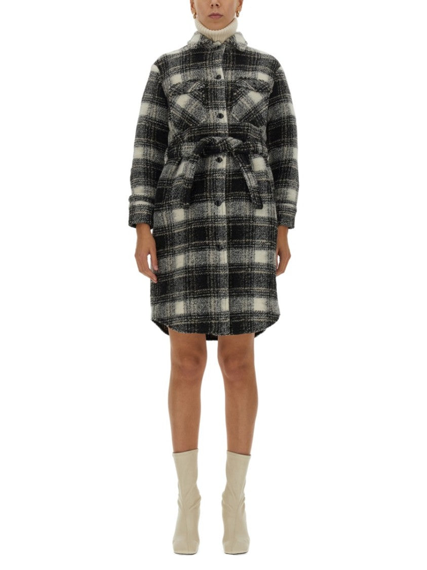Woolrich Checkered Pattern Coat With Classic Collar