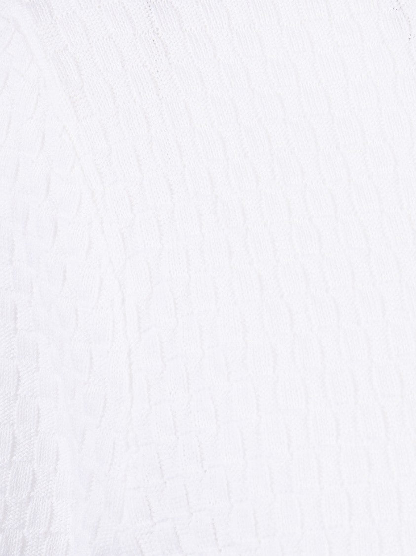 Kangra Cashmere Short Sleeve Micro Check Top
