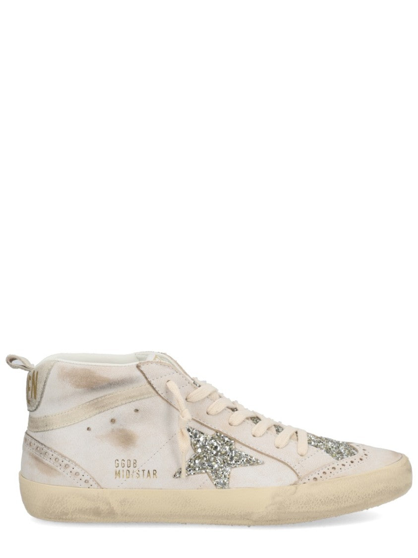 Golden Goose Mid Star Beige Leather Sneakers