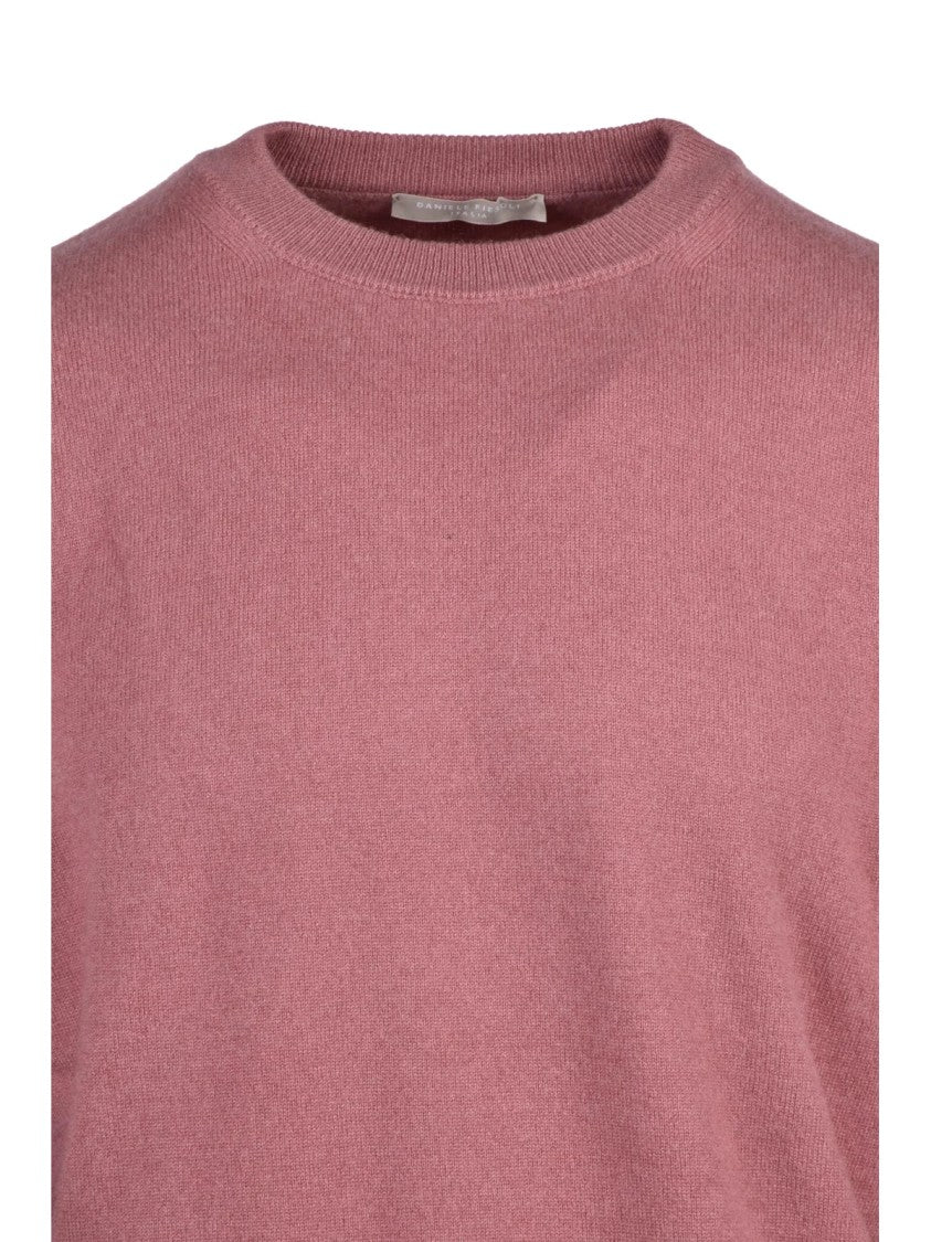 Daniele Fiesoli Cashmere Crewneck Sweater In Delicate Old Rose Shade