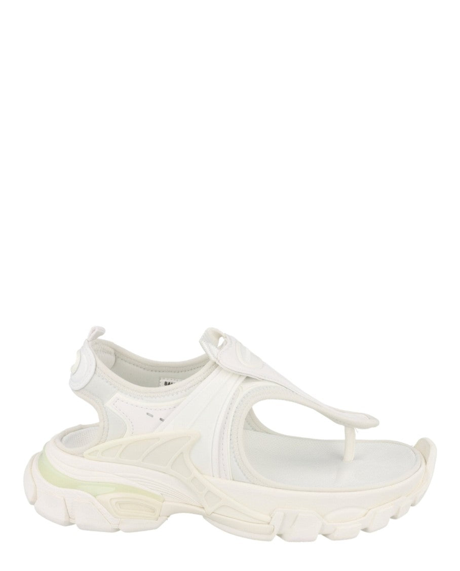 Balenciaga Tactical White Sandals With Block Heel And Embossed Logo