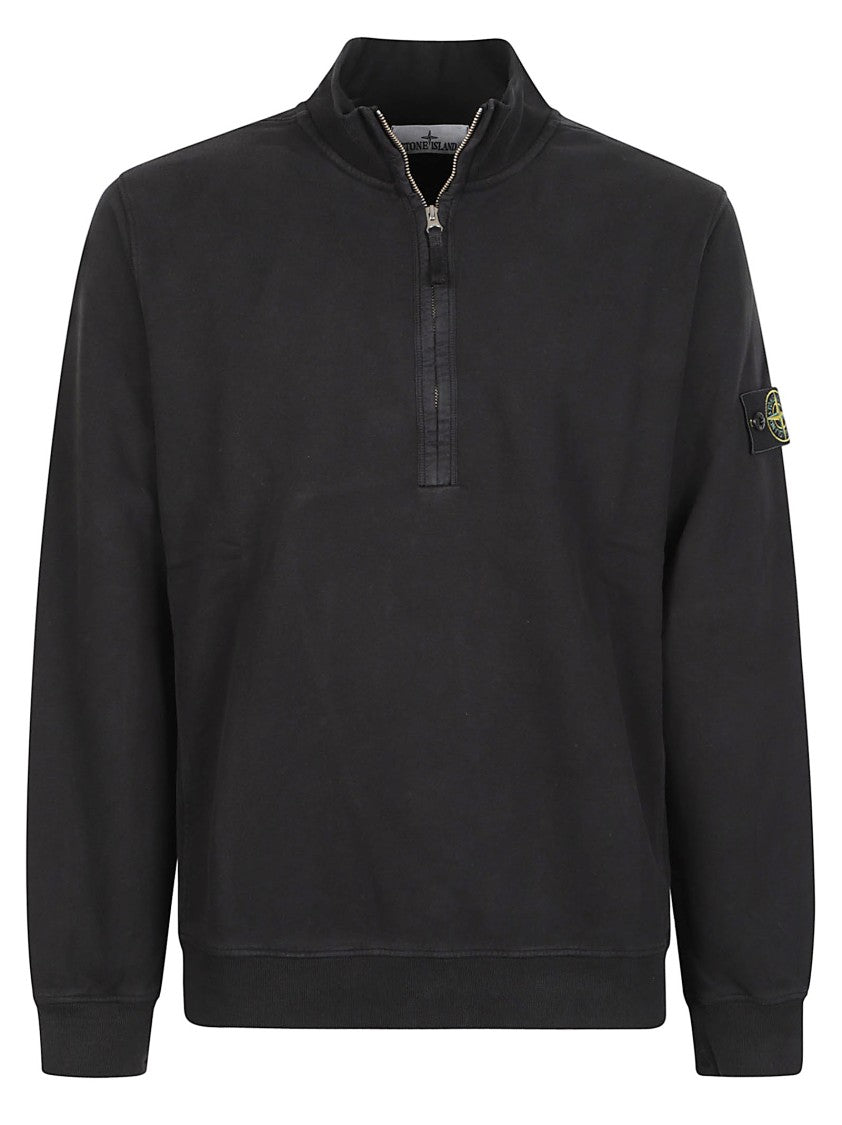 Stone Island Half-Zip Black Stand Collar Sweatshirt