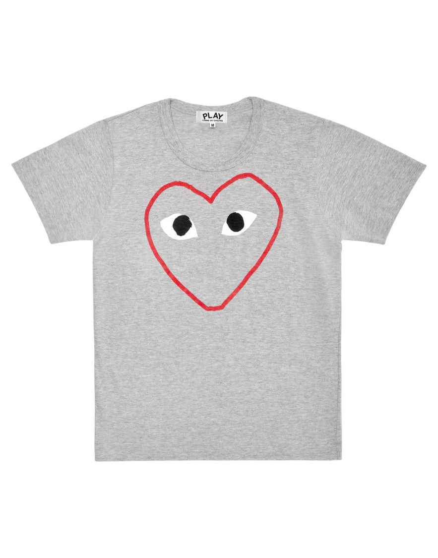 Cdg Play Minimalist Grey T-Shirt With Iconic Heart Graphic