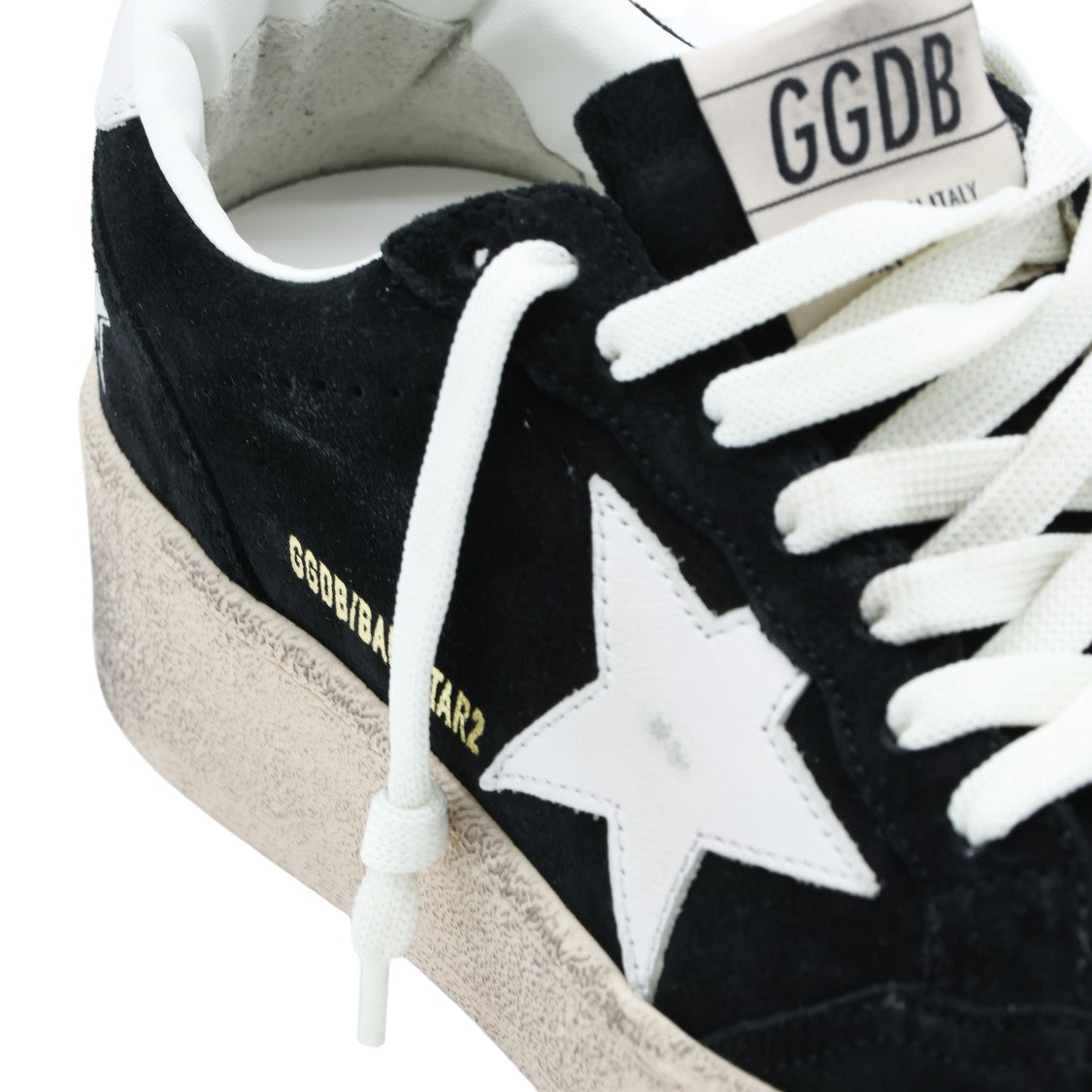 Golden Goose Black Suede Sneakers With White Star Accents