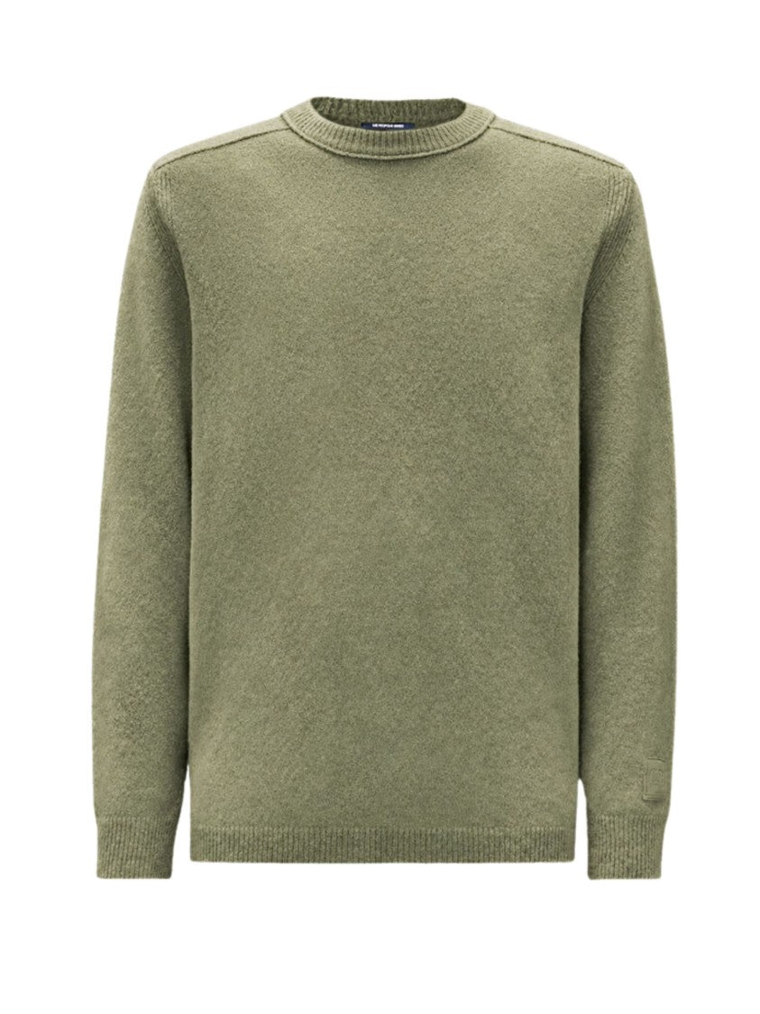 C.P. Company Bouclè Extrafine Merino Crewneck Sweater With Logo Detail