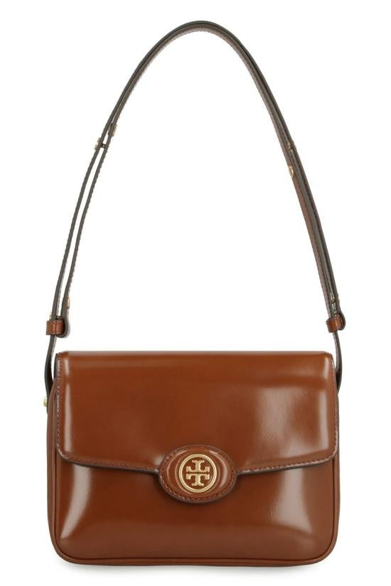 Tory Burch Polished Brown Cowhide Leather Shoulder Bag