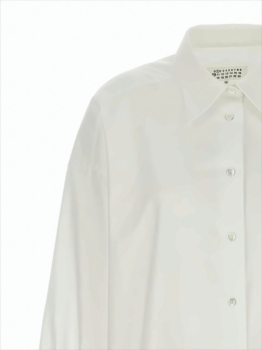 Maison Margiela Relaxed Fit White Shirt With Pointed Collar And Curved Hem