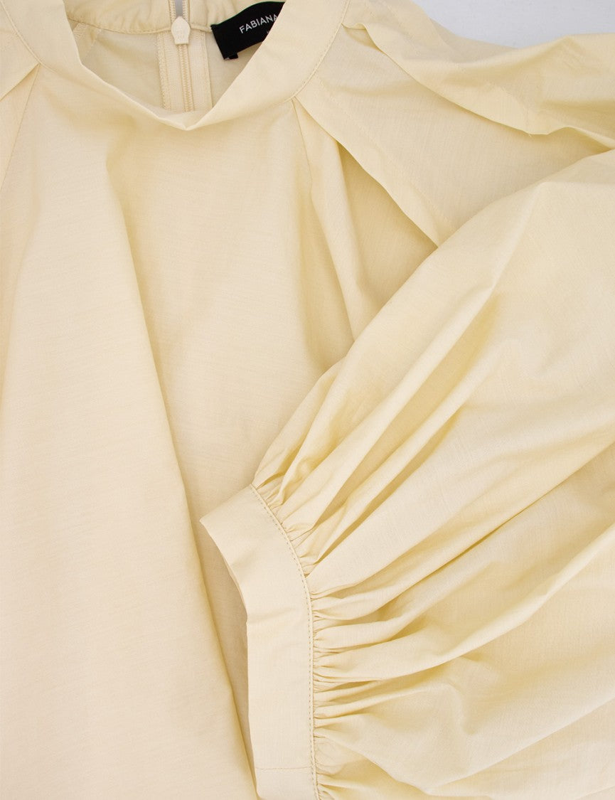 Fabiana Filippi High-Neck Jersey Top With Voluminous Puff Sleeves