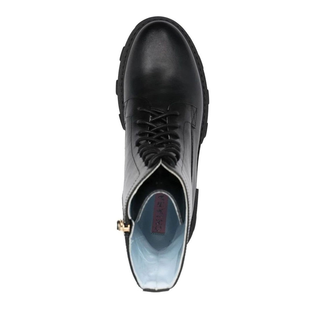 Chiara Ferragni Black Lace-Up Ridged Sole Leather Ankle Boots