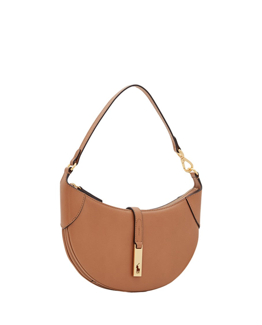 Polo Ralph Lauren Crescent Mini Leather Shoulder Bag With Gold-Tone Accents