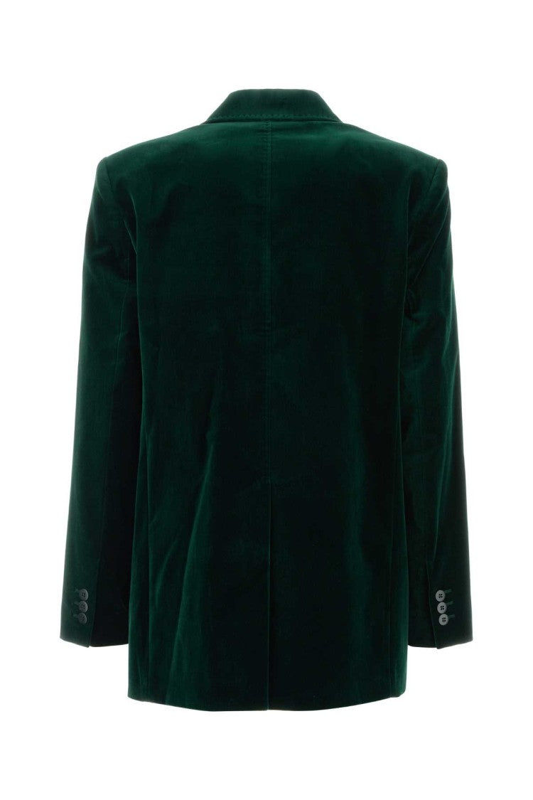 Mm Studio Bottle Green Stretch Velvet Blazer