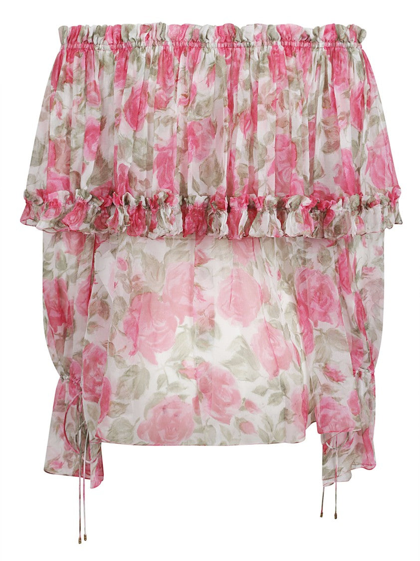 Chloé Off-Shoulder Silk Muslin Blouse With Ruffled Trim