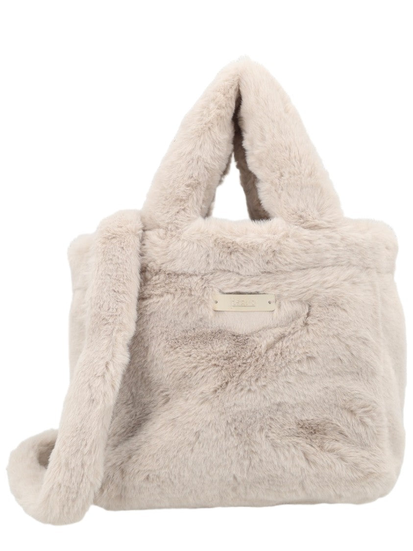 Herno White Faux Fur Polyester Shoulder Bag