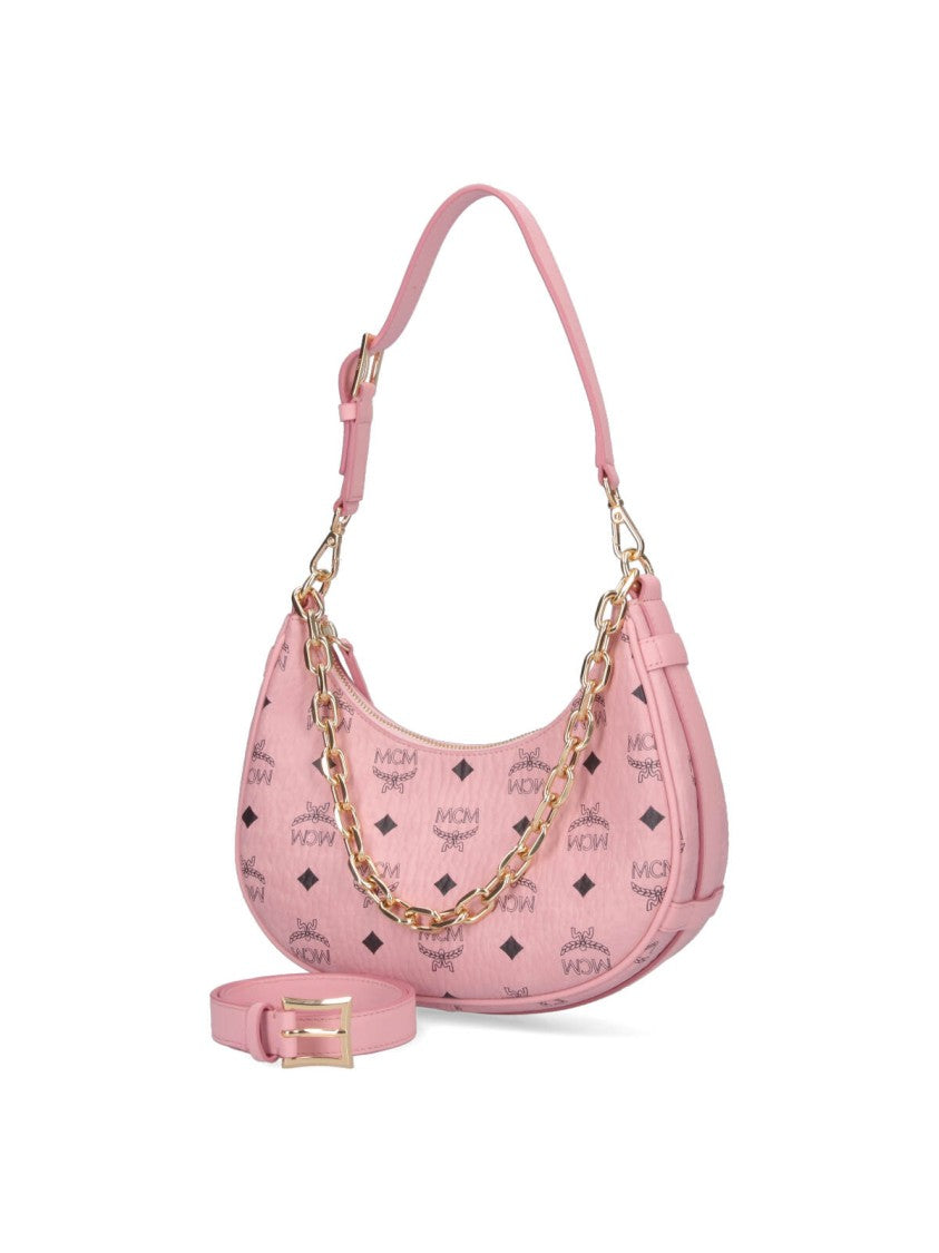 Mcm "Aren Crescent" Hobo Bag, In Pink "Visetos"