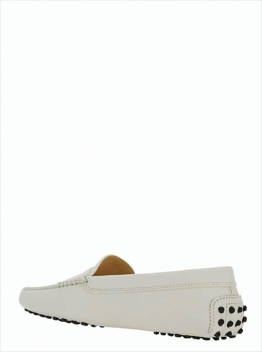 Tod's Minimalist White Leather Loafer With Penny Strap Detail
