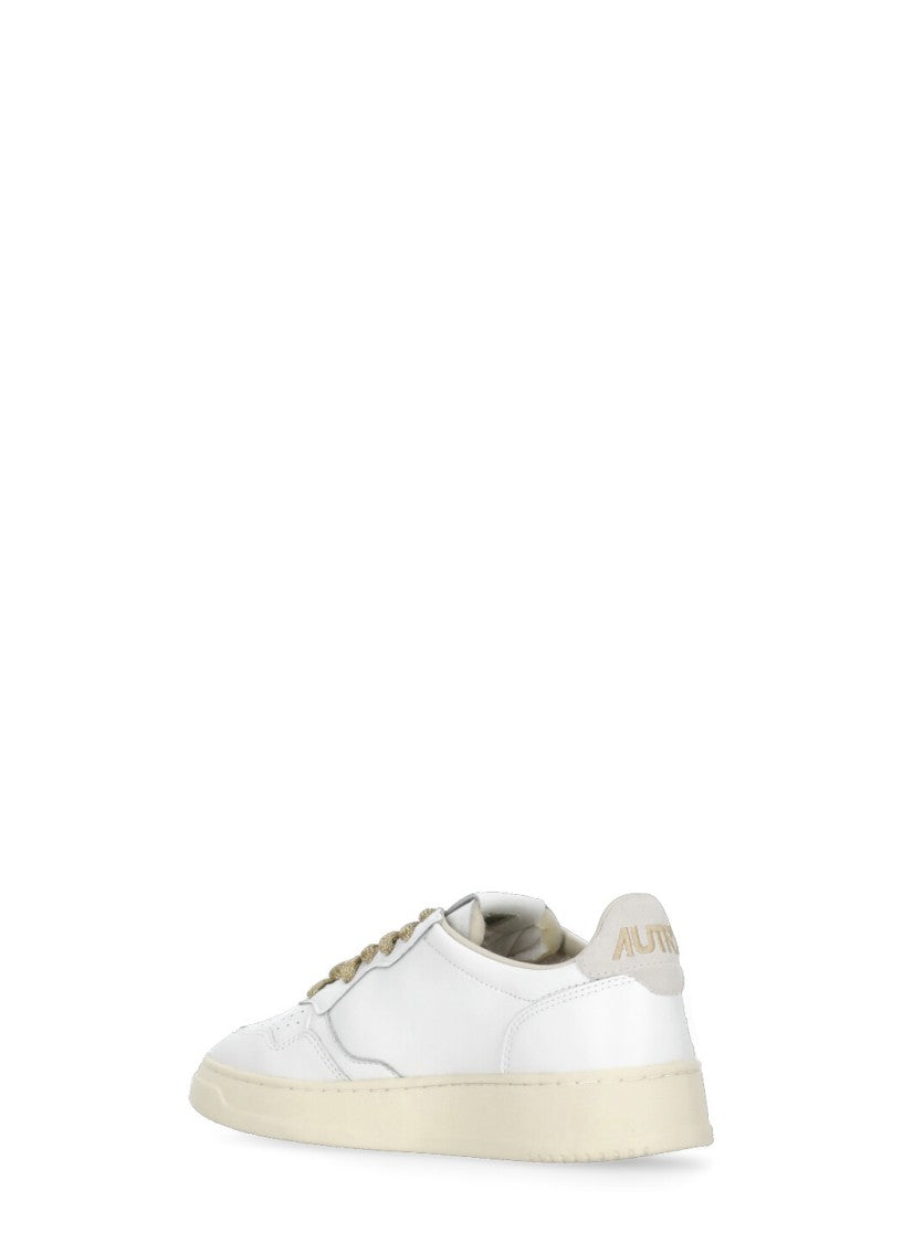 Autry White Lurex Laced Smooth Leather Sneakers