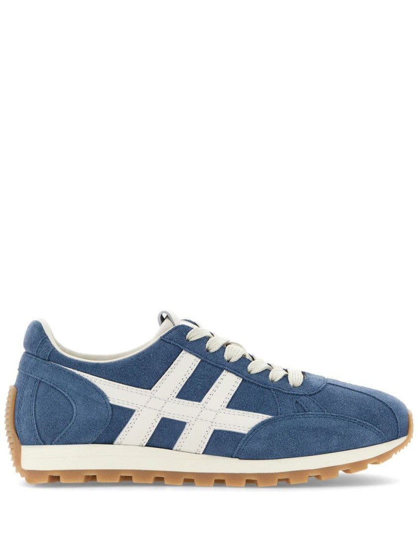 Hogan Panelled Blue And White Leather Lace-Up Sneakers