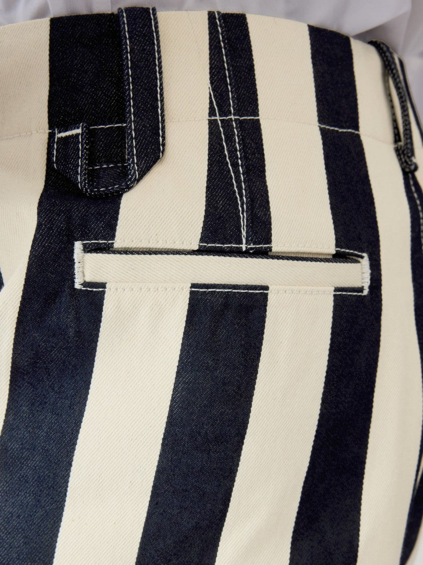 Jacquemus White Striped Mid-Rise Straight-Leg Jeans