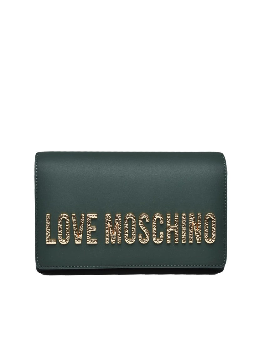 Love Moschino Green Polyurethane Logo Shoulder Bag