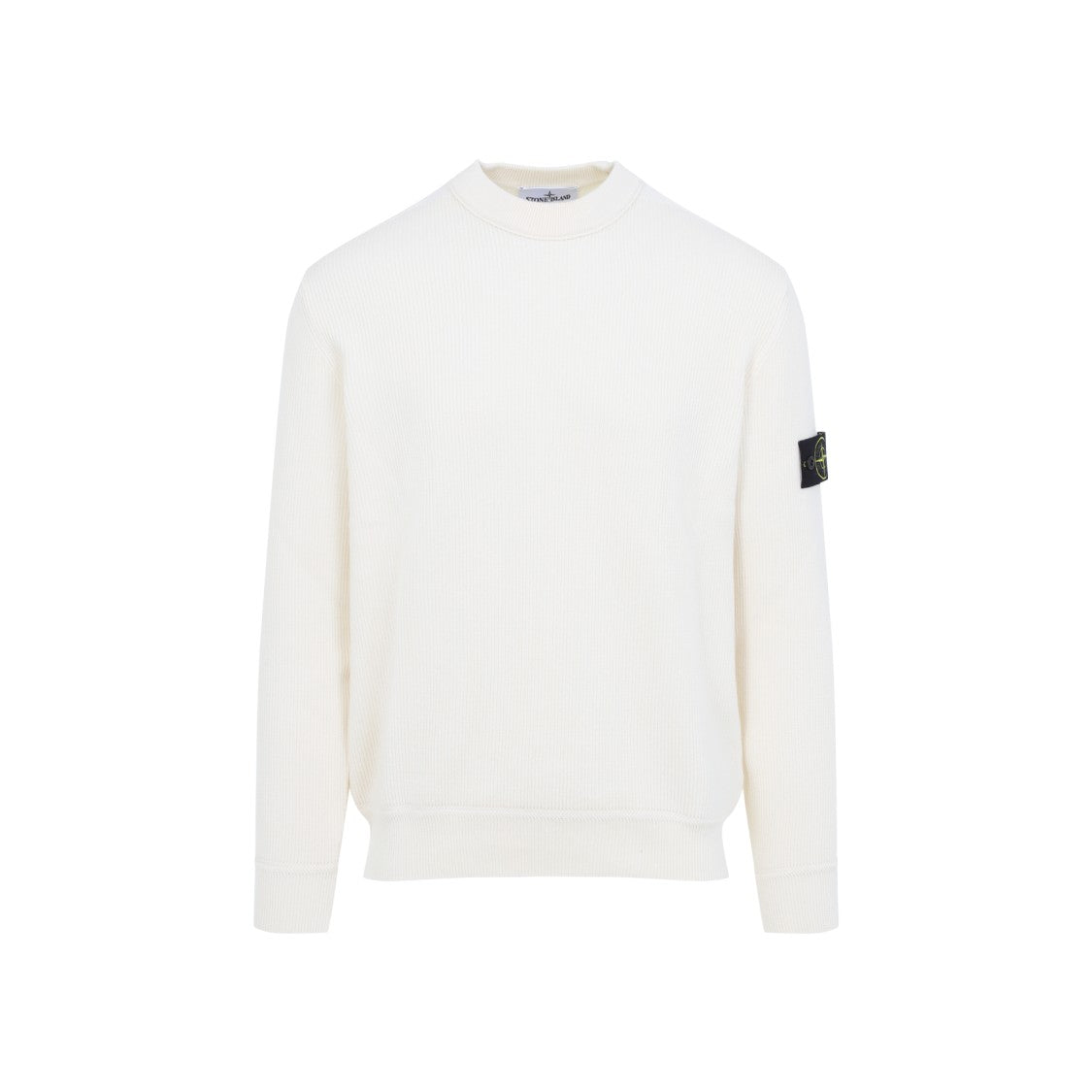 Stone Island Ivory White Cotton Crew Neck Sweater