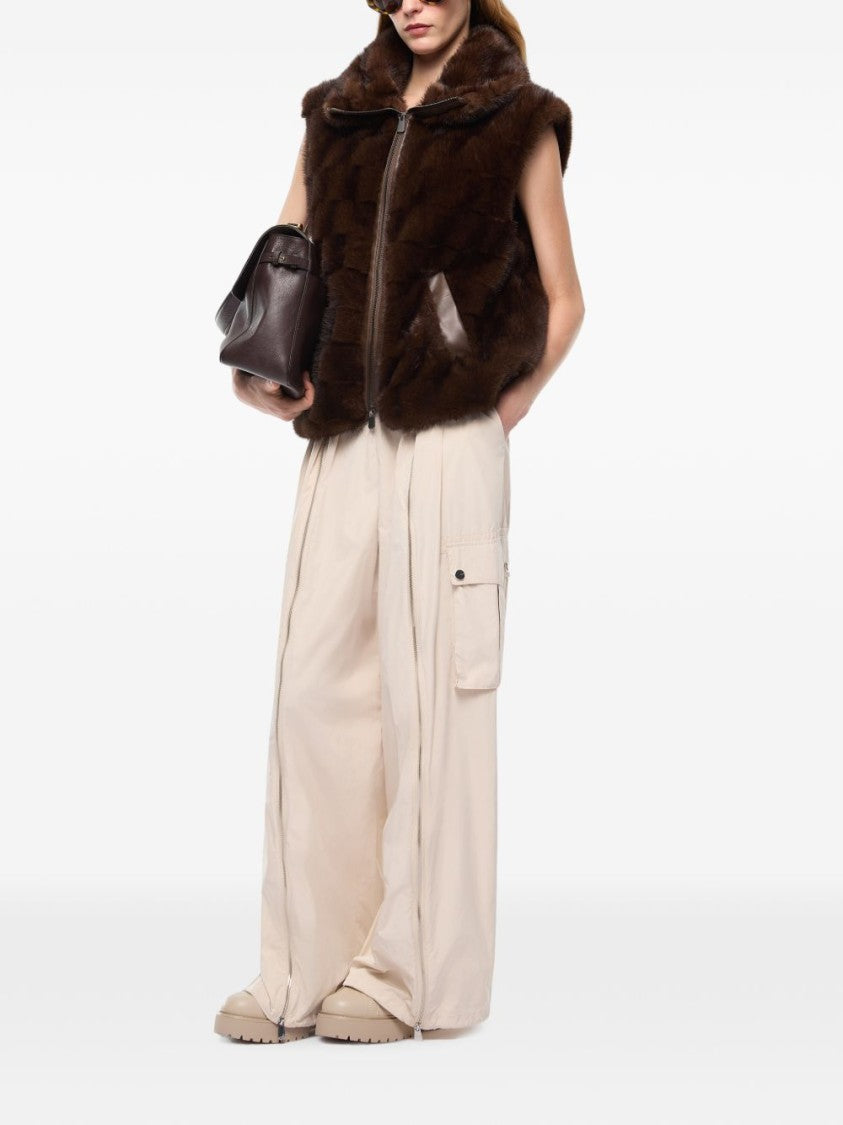 Pinko Dark Brown Faux Fur Leather Jacket