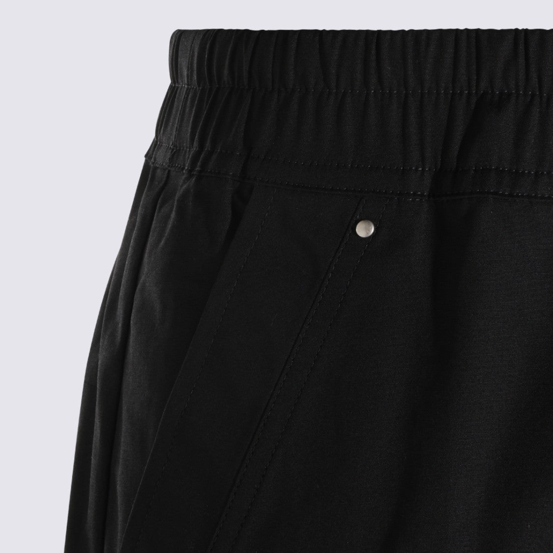 Rick Owens Relaxed Fit Black Trousers With Cargo Pockets And Drawstring Waist
