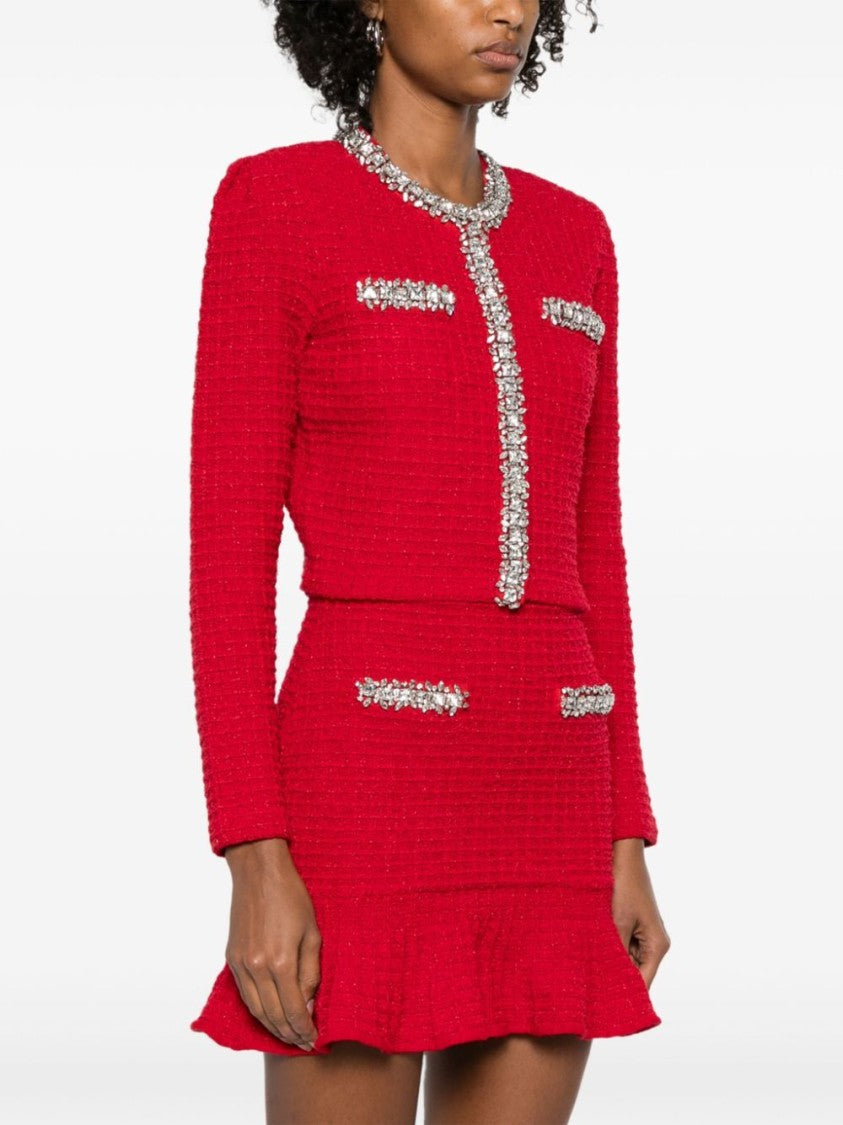 Self-Portrait Textured Knit Cardigan With Cropped Silhouette