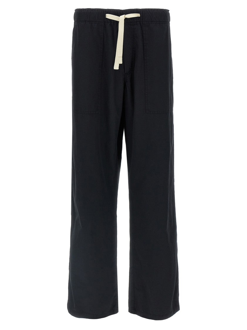 Palm Angels Wide-Leg Cotton Pants With Curved Logo Print