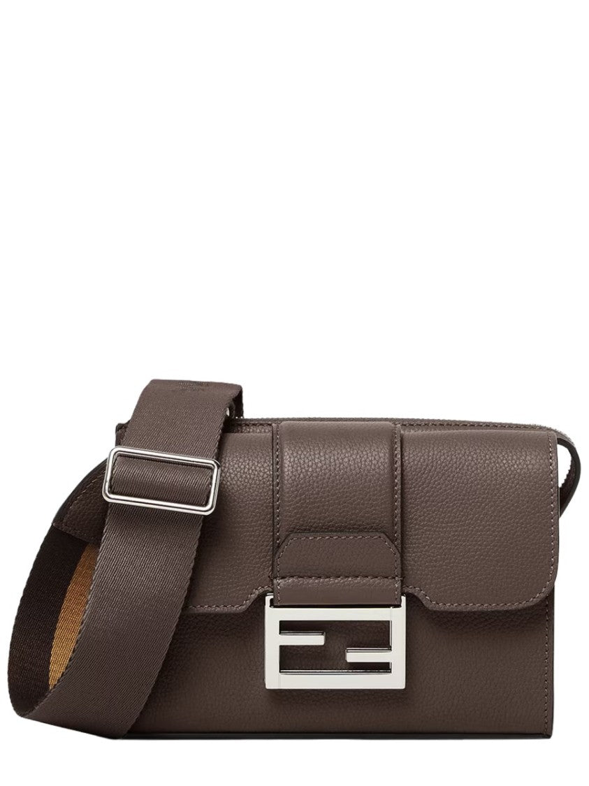 Fendi Leather Pebbled Baguette Shoulder Bag