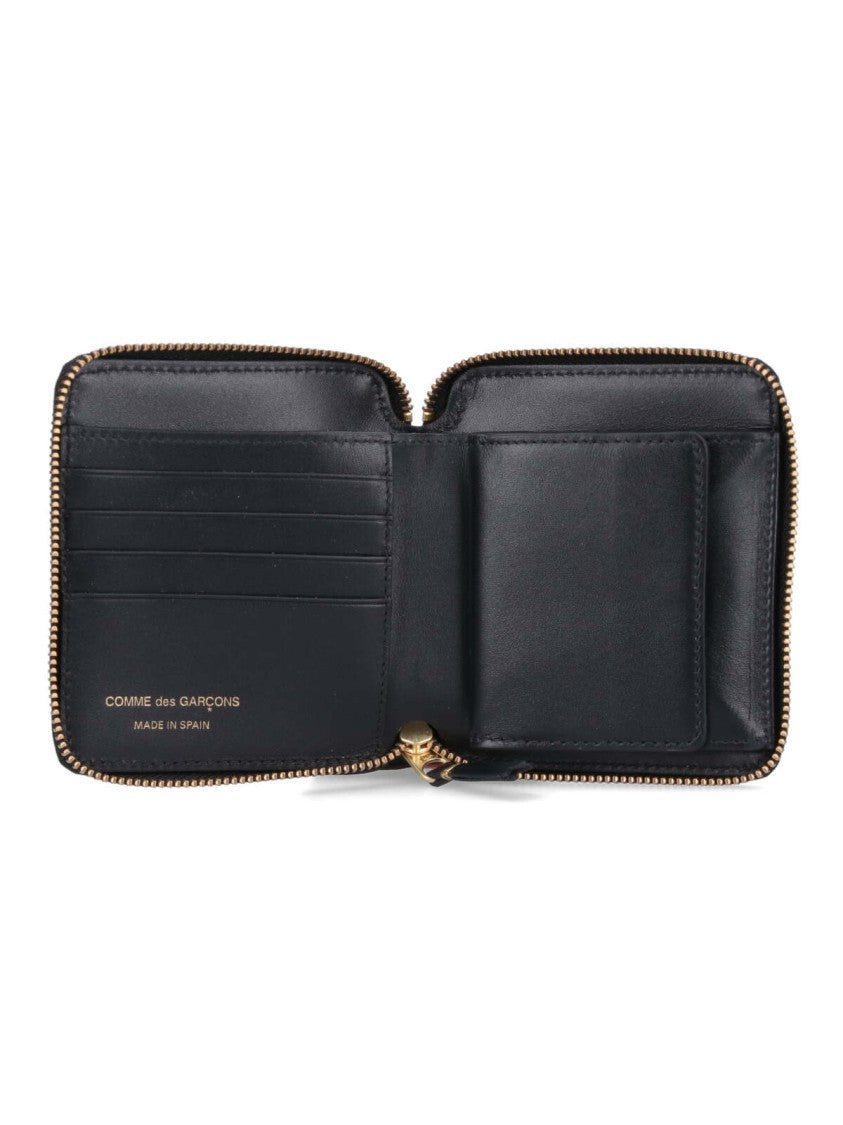 Comme Des Garçons Compact Zip-Around Wallet With Gold-Tone Closure
