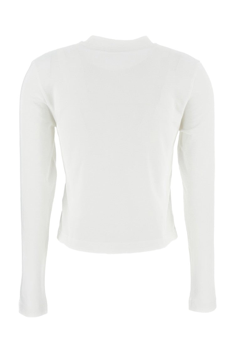 Jacquemus Cropped White Long-Sleeved Crew Neck T-Shirt