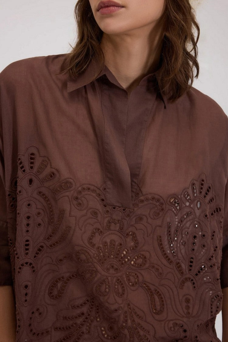 Ermanno Brown Cotton Shirt