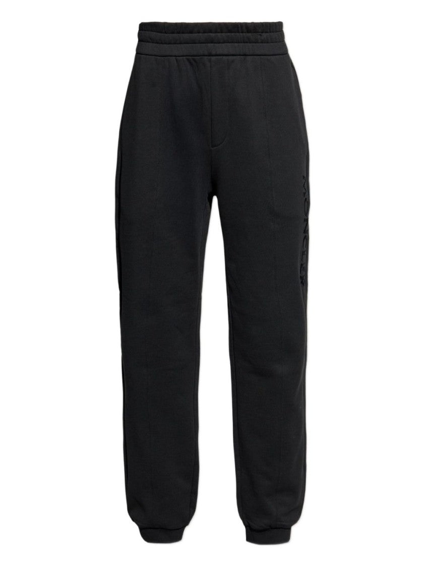 Moncler Tapered Fit Cotton Trousers With Elastic Waistband