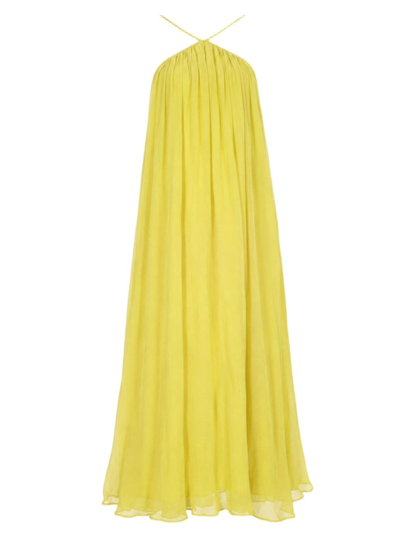 Staud Flowing Maxi Dress With Gathered Neckline And Spaghetti Straps