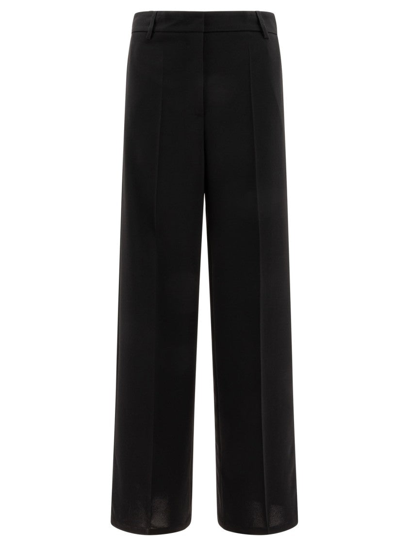 F.It Straight-Leg Black Trousers With Mid-Rise Waist